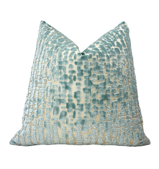 Sage Green Speckle and Gold Velvet Throw Pillow