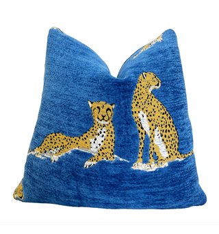 Sapphire Large Embroidered Cheetah Throw Pillow