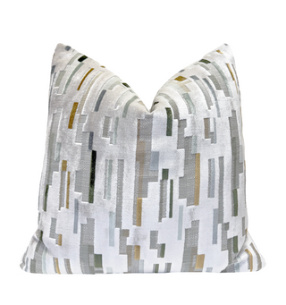 Sage Skyline Velvet Throw Pillow