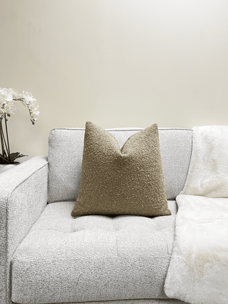 tan boucle couch