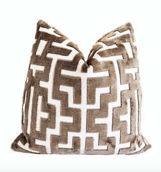 Myriad Taupe Graphic Velvet Throw Pillow