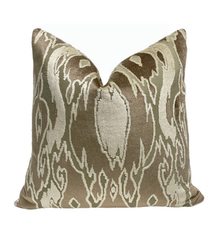 Taupe Tribal Velvet Throw Pillow