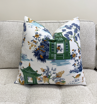 Blue Pagoda Throw Pillow