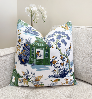 Blue Pagoda Throw Pillow