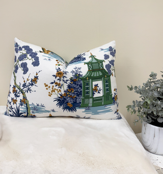 Blue Pagoda Throw Pillow
