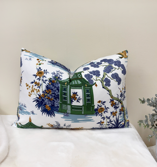 Blue Pagoda Throw Pillow