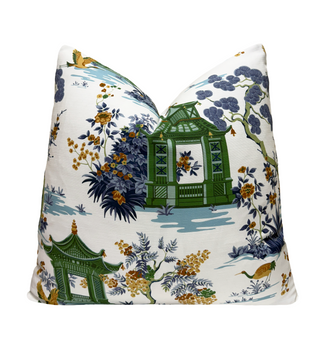 Blue Pagoda Throw Pillow