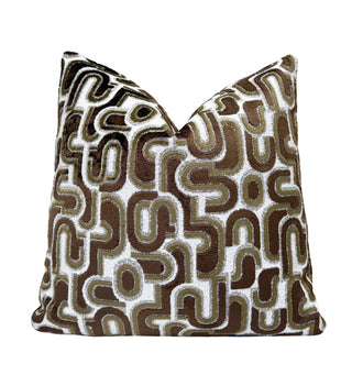 Walnut Groove Velvet Throw Pillow