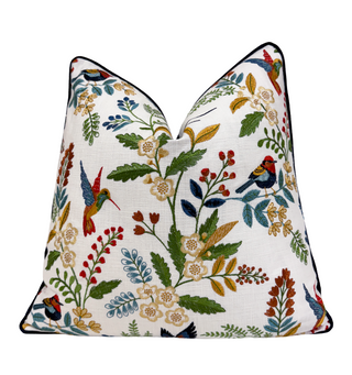 Vibrant Meadow Embroidered Throw Pillow