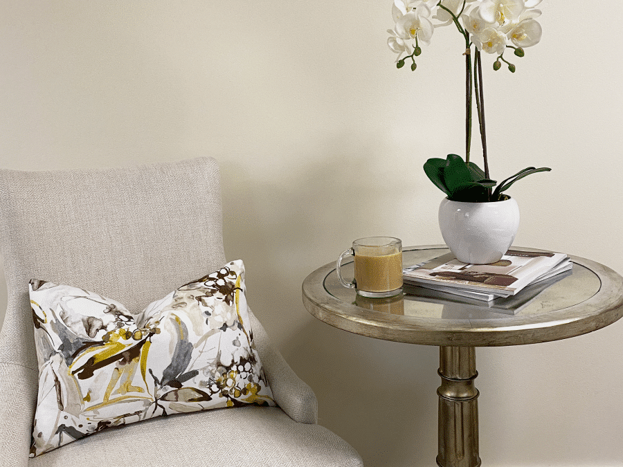Gray and Gold Contemporary Floral Throw Pillow Cover