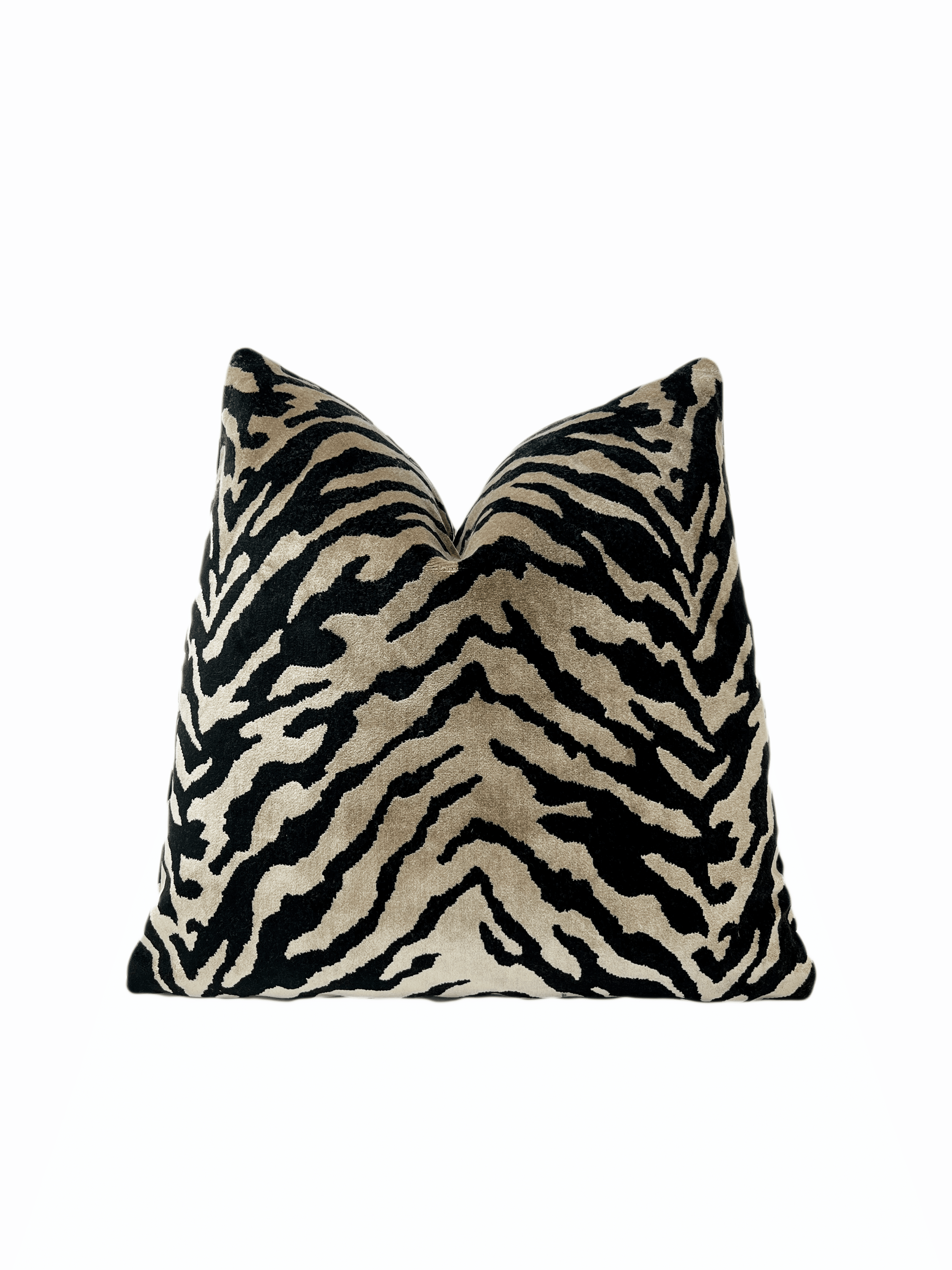 Black Beige Zebra Velvet Animal Print Throw Pillow Cover | Home Couture