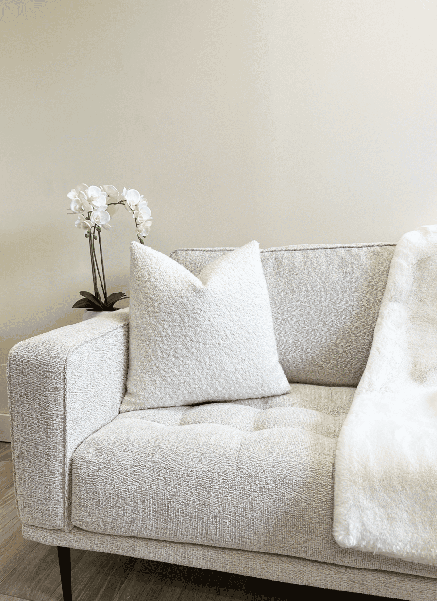 Off White Boucle Throw Pillow Cover