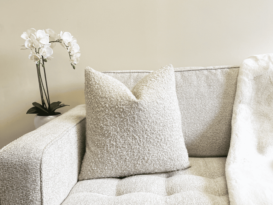 Sand Beige Boucle Throw Pillow Cover