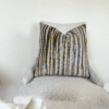 Gold Navy Alternative Stripe Velvet Throw Pillow Cover