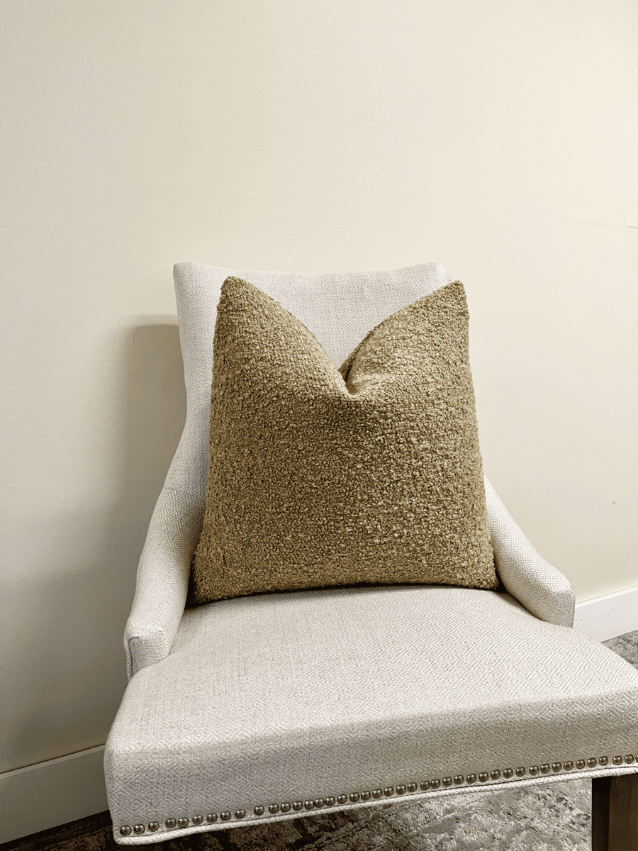 Tan Beige Boucle Throw Pillow Cover